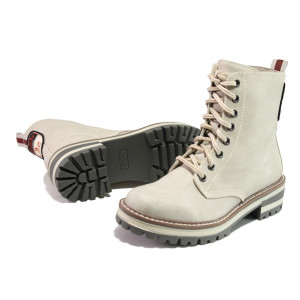 Бели дамски боти, здрава еко-кожа - ежедневни обувки за есента и зимата N 100013066