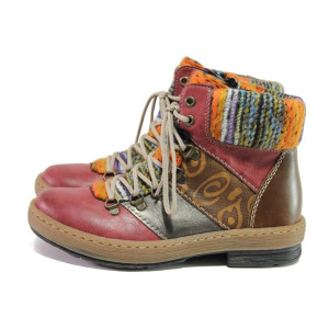 Винени дамски боти, здрава еко-кожа - ежедневни обувки за есента и зимата N 100013089