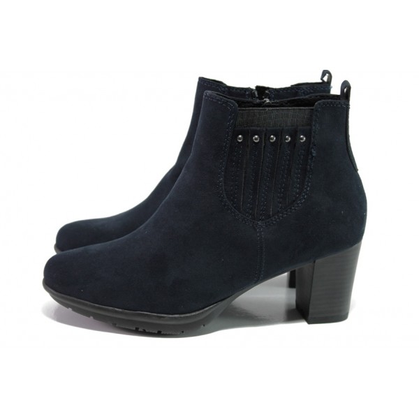 Сини дамски боти, качествен еко-велур - ежедневни обувки за есента и зимата N 100013097