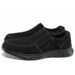 Черни мъжки обувки, естествен набук - всекидневни обувки за есента и зимата N 100013092
