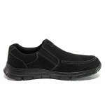 Черни мъжки обувки, естествен набук - всекидневни обувки за есента и зимата N 100013092