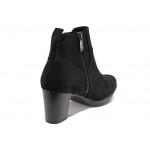 Черни дамски боти, качествен еко-велур - ежедневни обувки за есента и зимата N 100013096