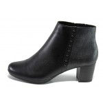Черни дамски боти, естествена кожа - ежедневни обувки за есента и зимата N 100013108