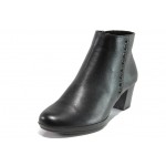 Черни дамски боти, естествена кожа - ежедневни обувки за есента и зимата N 100013108
