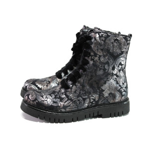 Черни дамски боти, качествен еко-велур - ежедневни обувки за есента и зимата N 100013110