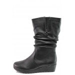 Черни дамски ботуши, естествена кожа - ежедневни обувки за есента и зимата N 100013106