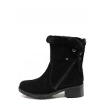 Черни дамски боти, естествен набук - ежедневни обувки за есента и зимата N 100013107