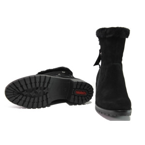 Черни дамски боти, естествен набук - ежедневни обувки за есента и зимата N 100013107