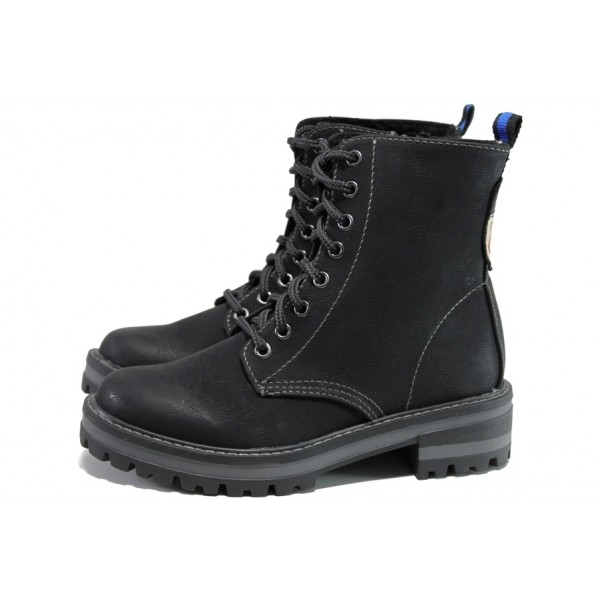 Черни дамски боти, здрава еко-кожа - ежедневни обувки за есента и зимата N 100013176