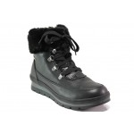 Черни дамски боти, здрава еко-кожа - ежедневни обувки за есента и зимата N 100013182