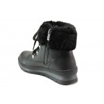 Черни дамски боти, здрава еко-кожа - ежедневни обувки за есента и зимата N 100013182