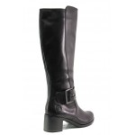 Черни дамски ботуши, естествена кожа - ежедневни обувки за есента и зимата N 100013224
