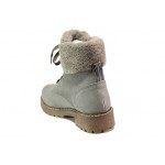 Сиви дамски боти, естествен набук - ежедневни обувки за есента и зимата N 100013239