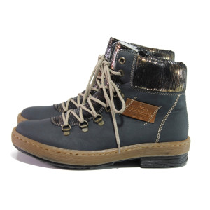 Тъмносини дамски боти, здрава еко-кожа - ежедневни обувки за есента и зимата N 100013260