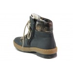 Тъмносини дамски боти, здрава еко-кожа - ежедневни обувки за есента и зимата N 100013260