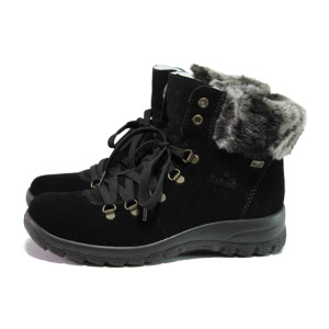 Черни дамски боти, естествен велур - ежедневни обувки за есента и зимата N 100013259