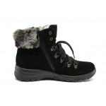 Черни дамски боти, естествен велур - ежедневни обувки за есента и зимата N 100013259