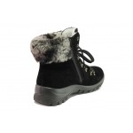 Черни дамски боти, естествен велур - ежедневни обувки за есента и зимата N 100013259