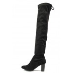 Черни дамски ботуши, качествен еко-велур - ежедневни обувки за есента и зимата N 100013262