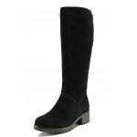 Черни дамски ботуши, естествен набук - ежедневни обувки за есента и зимата N 100013261