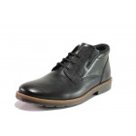 Черни мъжки боти, естествена кожа - ежедневни обувки за есента и зимата N 100013279
