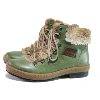Зелени дамски боти, здрава еко-кожа - ежедневни обувки за есента и зимата N 100013329