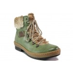 Зелени дамски боти, здрава еко-кожа - ежедневни обувки за есента и зимата N 100013329