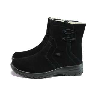 Черни дамски боти, естествен велур - ежедневни обувки за есента и зимата N 100013341