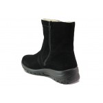 Черни дамски боти, естествен велур - ежедневни обувки за есента и зимата N 100013341