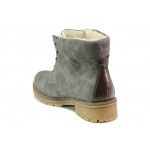 Сиви дамски боти, здрава еко-кожа - ежедневни обувки за есента и зимата N 100013342