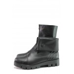 Черни дамски боти, естествена кожа - ежедневни обувки за есента и зимата N 100013345