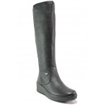 Черни дамски ботуши, естествена кожа - ежедневни обувки за есента и зимата N 100013346