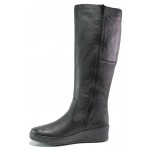 Черни дамски ботуши, естествена кожа - ежедневни обувки за есента и зимата N 100013346