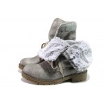 Сиви дамски боти, здрава еко-кожа - ежедневни обувки за есента и зимата N 100013365