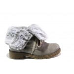 Сиви дамски боти, здрава еко-кожа - ежедневни обувки за есента и зимата N 100013365