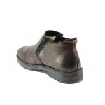 Кафяви мъжки боти, естествена кожа - ежедневни обувки за есента и зимата N 100013363