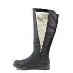 Черни дамски ботуши, здрава еко-кожа - ежедневни обувки за есента и зимата N 100013372