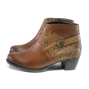 Кафяви дамски боти, естествена кожа - ежедневни обувки за есента и зимата N 100013388