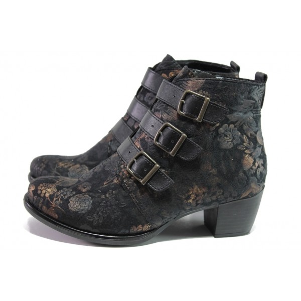 Черни дамски боти, качествен еко-велур - ежедневни обувки за есента и зимата N 100013386