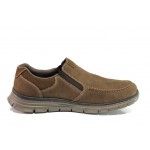 Кафяви мъжки обувки, естествен набук - ежедневни обувки за есента и зимата N 100013391