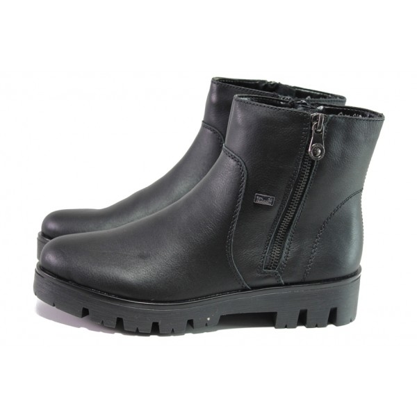 Черни дамски боти, естествена кожа - ежедневни обувки за есента и зимата N 100013385