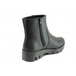 Черни дамски боти, естествена кожа - ежедневни обувки за есента и зимата N 100013385