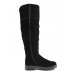 Черни дамски ботуши, естествен велур - ежедневни обувки за есента и зимата N 100013384