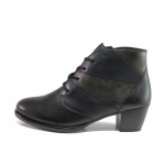 Черни дамски боти, естествена кожа - ежедневни обувки за есента и зимата N 100013413
