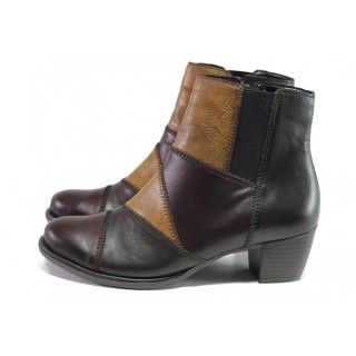 Винени дамски боти, естествена кожа - ежедневни обувки за есента и зимата N 100013422