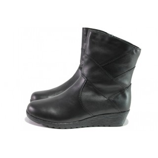 Черни дамски боти, естествена кожа - ежедневни обувки за есента и зимата N 100013423