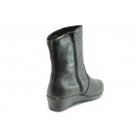 Черни дамски боти, естествена кожа - ежедневни обувки за есента и зимата N 100013423