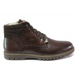 Кафяви мъжки боти, естествена кожа - ежедневни обувки за есента и зимата N 100013429