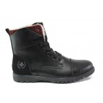 Черни мъжки боти, естествена кожа - ежедневни обувки за есента и зимата N 100013430