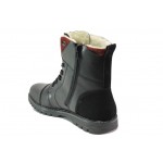 Черни мъжки боти, естествена кожа - ежедневни обувки за есента и зимата N 100013430